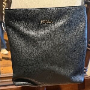FURLA Black pebbled Leather Crossbody Bag